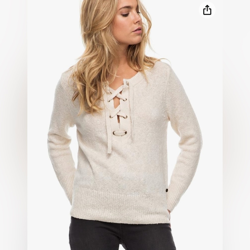 Roxy My Little Bliss Lace Up Sweater